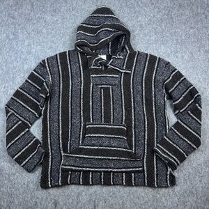 Oland Outdoors Men's Baja Hoodie Pullover Mexican Poncho Surfer Drug Rug Size L
